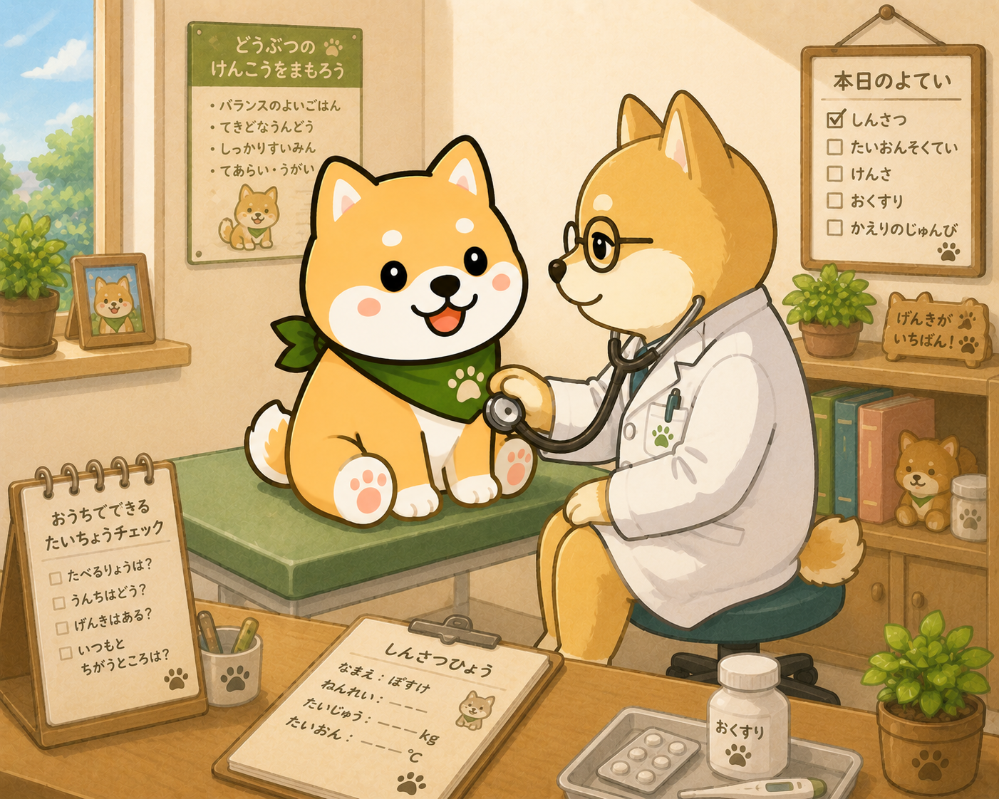 人間ドックを受けるぽすけ